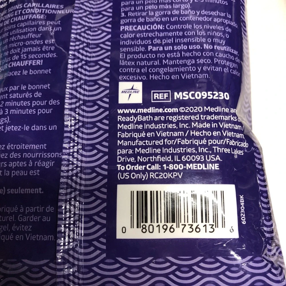 (Lot 3) MEDLINE Ready Bath Conditioning Shampoo Cap Scented Rinse-Free MSC095230